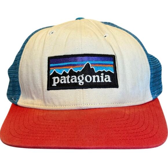 Patagonia P-6 Logo Patch Trucker Hat SnapBack Cap Red White and Blue - Picture 1 of 6